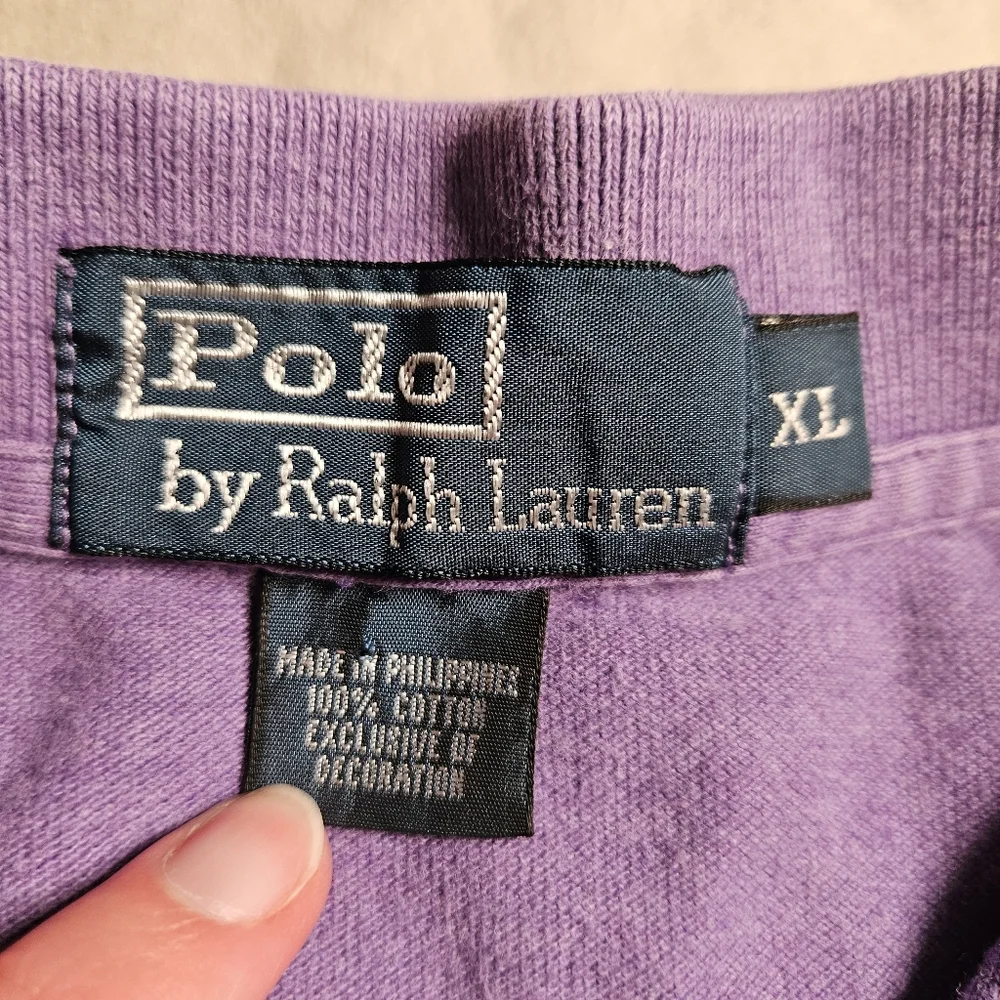 Polo Ralph Lauren Men's XL Purple Mesh Cotton Polo Shirt Yellow‎ Pony Logo